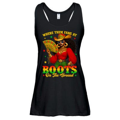 Boots On The Ground Juneteenth Cowgirl Where Them Fans At   Ladies Essential Flowy Tank
