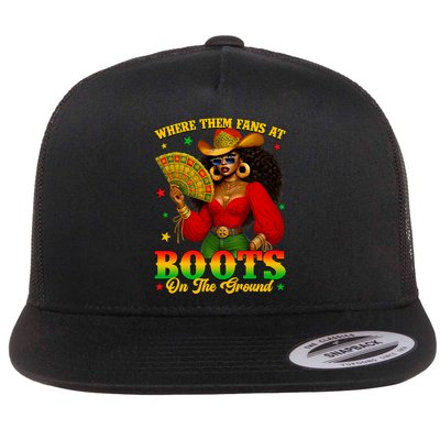 Boots On The Ground Juneteenth Cowgirl Where Them Fans At   Flatbill Hat