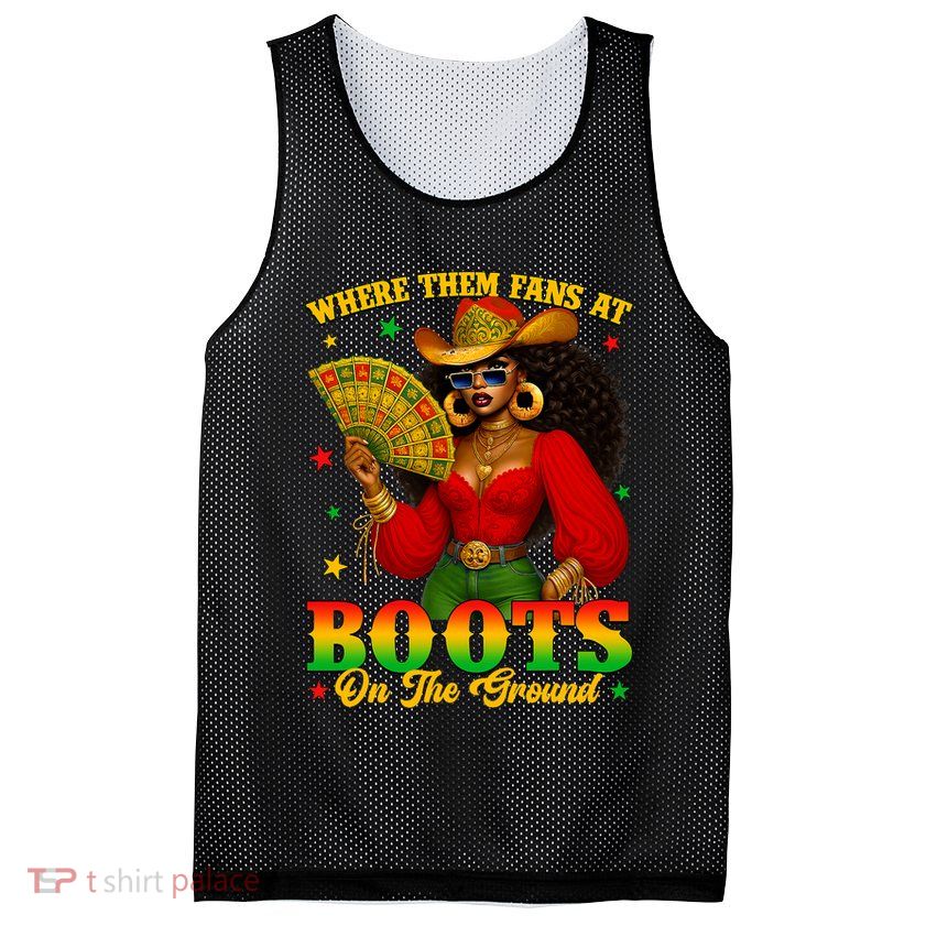 Boots On The Ground Juneteenth Cowgirl Where Them Fans At   Mesh Reversible Basketball Jersey Tank