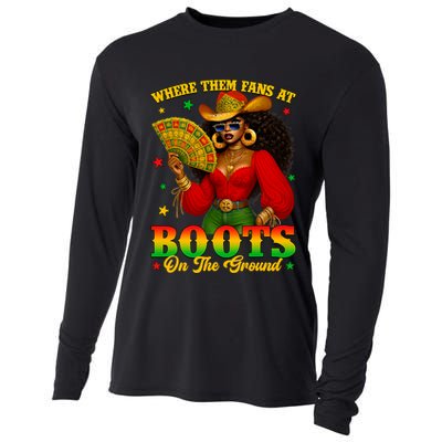 Boots On The Ground Juneteenth Cowgirl Where Them Fans At   Cooling Performance Long Sleeve Crew