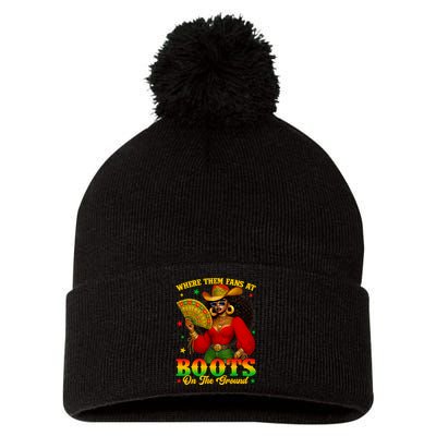 Boots On The Ground Juneteenth Cowgirl Where Them Fans At   Pom Pom 12in Knit Beanie