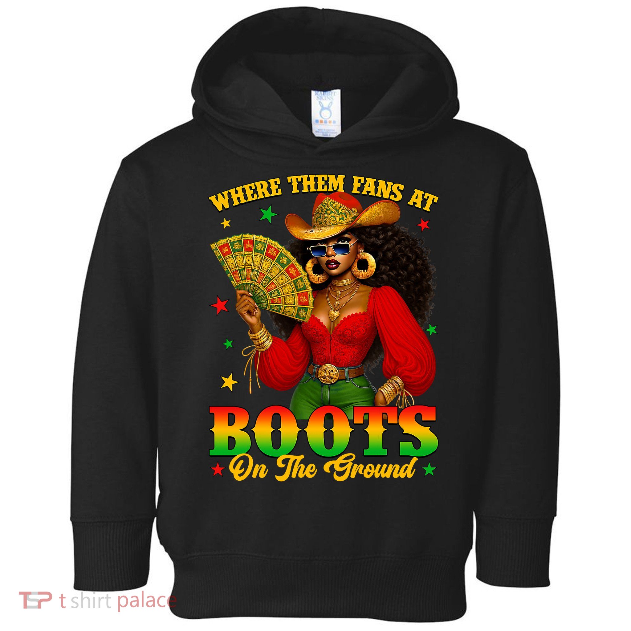 Boots On The Ground Juneteenth Cowgirl Where Them Fans At   Toddler Hoodie