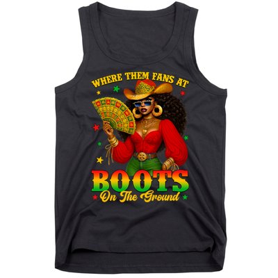 Boots On The Ground Juneteenth Cowgirl Where Them Fans At   Tank Top