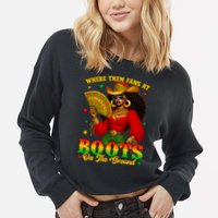 Boots On The Ground Juneteenth Cowgirl Where Them Fans At   Cropped Pullover Crew