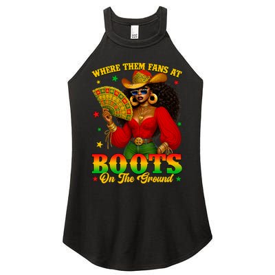 Boots On The Ground Juneteenth Cowgirl Where Them Fans At   Women's Perfect Tri Rocker Tank