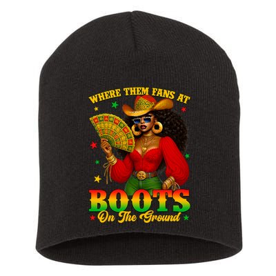 Boots On The Ground Juneteenth Cowgirl Where Them Fans At   Short Acrylic Beanie
