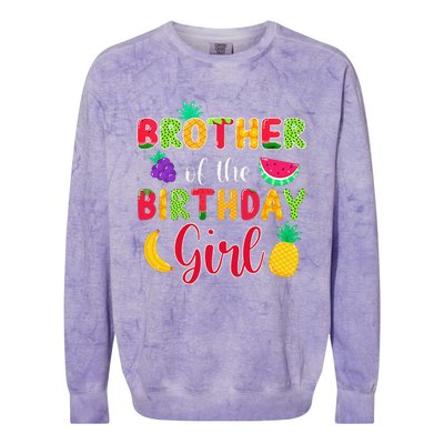 Brother Of The Birthday Fruity Theme Mommy Party Colorblast Crewneck Sweatshirt