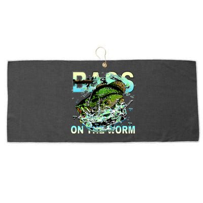 Bass On The Worm Large Microfiber Waffle Golf Towel