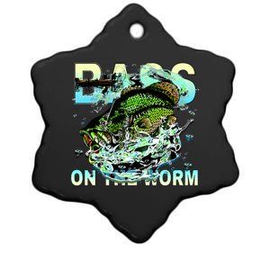 Bass On The Worm Ceramic Star Ornament