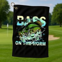 Bass On The Worm Golf Towel