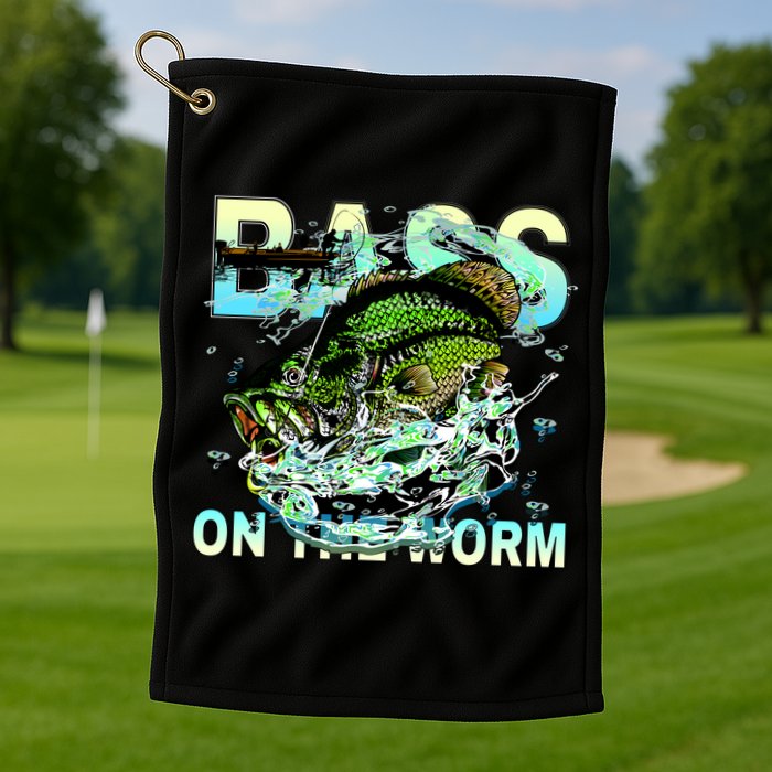 Bass On The Worm Golf Towel