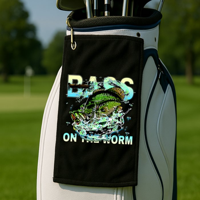 Bass On The Worm Golf Towel
