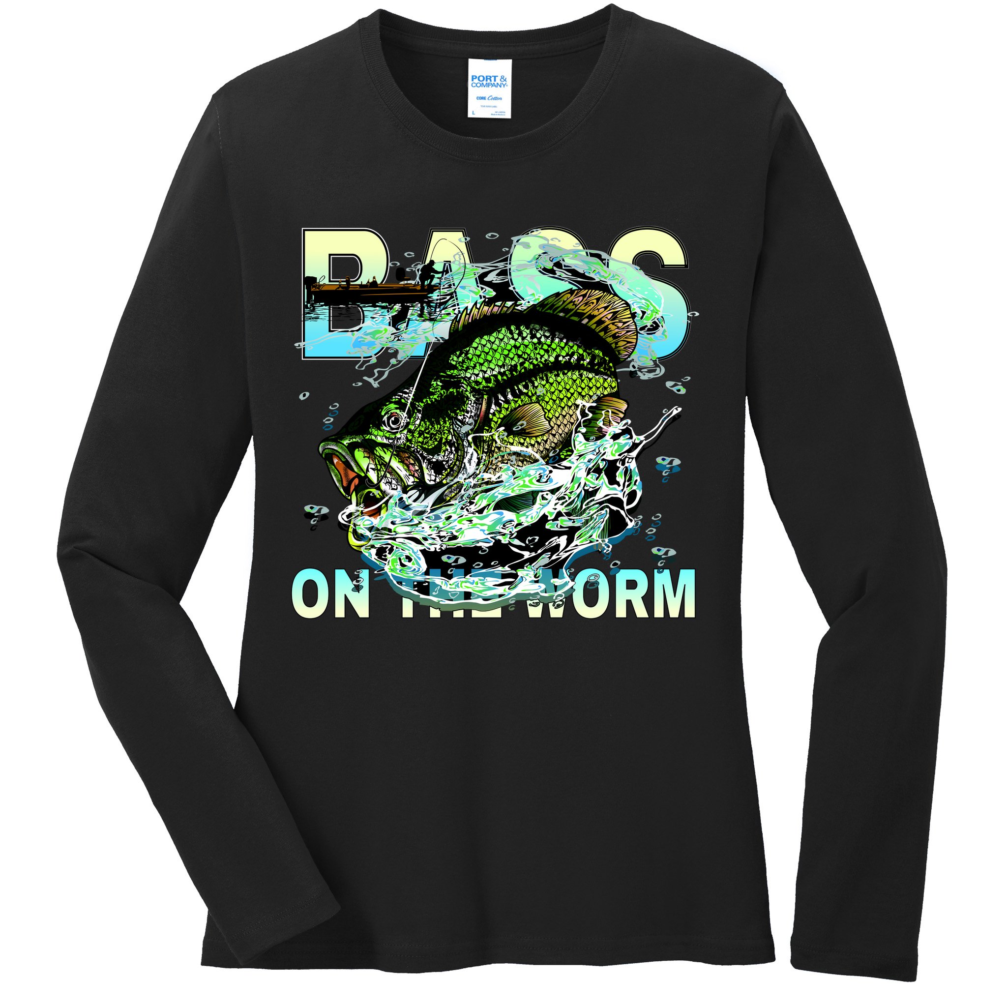 Bass On The Worm Ladies Long Sleeve Shirt
