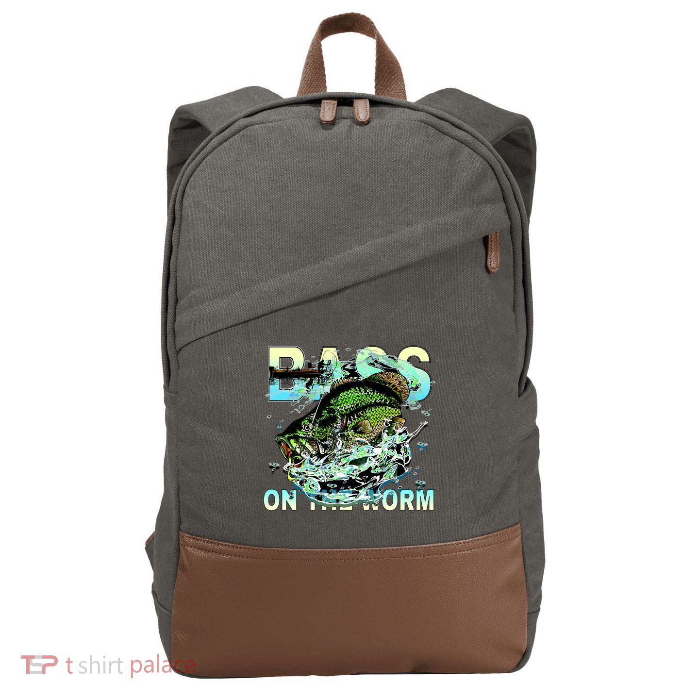 Bass On The Worm Cotton Canvas Backpack