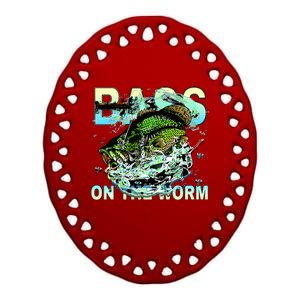 Bass On The Worm Ceramic Oval Ornament