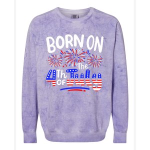 Born On The 4th Of July Birthday Party Usa Colorblast Crewneck Sweatshirt