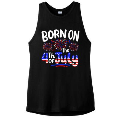 Born On The 4th Of July Birthday Party Usa Ladies PosiCharge Tri-Blend Wicking Tank