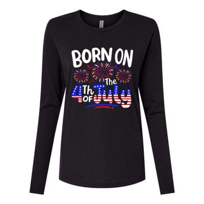 Born On The 4th Of July Birthday Party Usa Womens Cotton Relaxed Long Sleeve T-Shirt