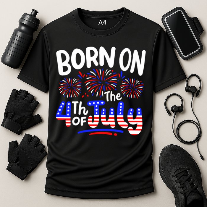 Born On The 4th Of July Birthday Party Usa Cooling Performance Crew T-Shirt