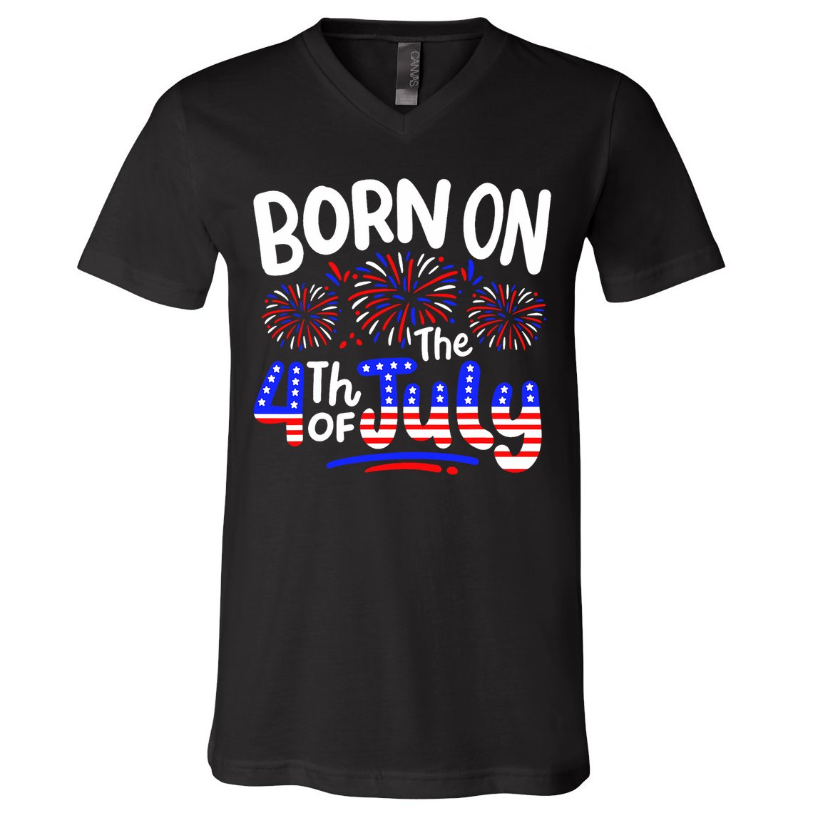 Born On The 4th Of July Birthday Party Usa V-Neck T-Shirt