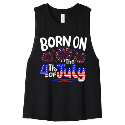 Born On The 4th Of July Birthday Party Usa Women's Racerback Cropped Tank