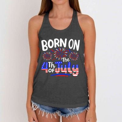 Born On The 4th Of July Birthday Party Usa Women's Knotted Racerback Tank