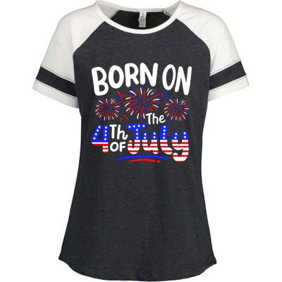 Born On The 4th Of July Birthday Party Usa Enza Ladies Jersey Colorblock Tee