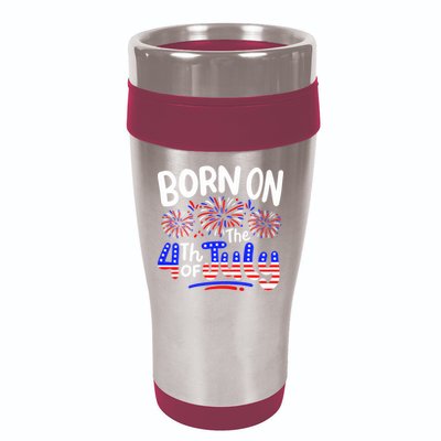 Born On The 4th Of July Birthday Party Usa 16oz Travel Tumbler