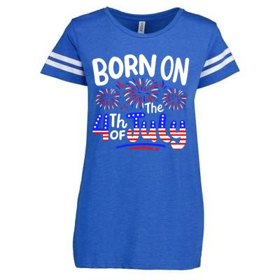 Born On The 4th Of July Birthday Party Usa Enza Ladies Jersey Football T-Shirt