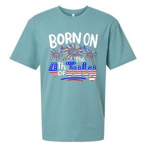 Born On The 4th Of July Birthday Party Usa Sueded Cloud Jersey T-Shirt