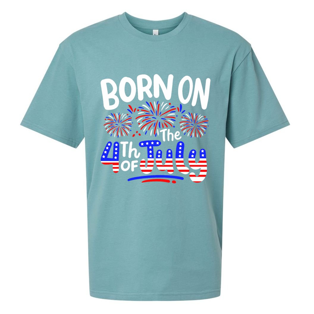 Born On The 4th Of July Birthday Party Usa Sueded Cloud Jersey T-Shirt