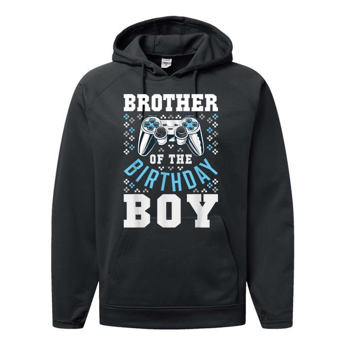 Brother Of The Birthday Boy Matching Video Gamer Birthday Performance Fleece Hoodie