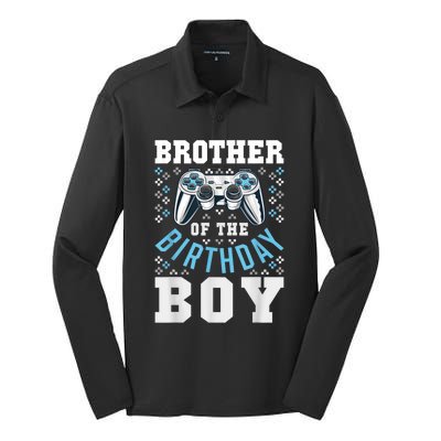 Brother Of The Birthday Boy Matching Video Gamer Birthday Silk Touch Performance Long Sleeve Polo