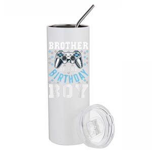 Brother Of The Birthday Boy Matching Video Gamer Birthday Stainless Steel Tumbler