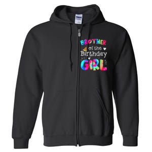 Brother of the Birthday Tie Dye Family Matching Party Full Zip Hoodie