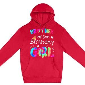 Brother of the Birthday Tie Dye Family Matching Party Premium Pullover Hoodie