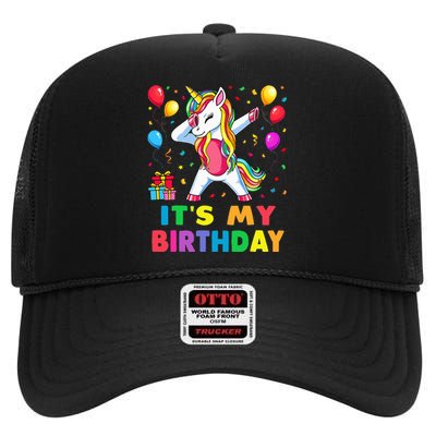 Brother of The Birthday Girl Unicorn Dabbing Party  High Crown Mesh Back Trucker Hat