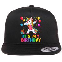 Brother of The Birthday Girl Unicorn Dabbing Party  Flat Bill Trucker Hat