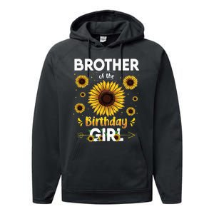 Brother Of The Birthday Sunflower Party Family Matching Performance Fleece Hoodie