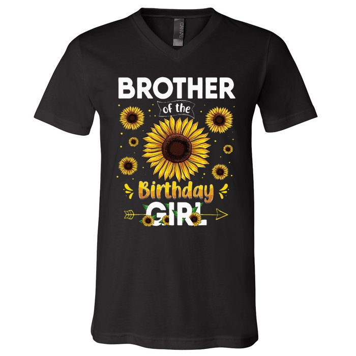 Brother Of The Birthday Sunflower Party Family Matching V-Neck T-Shirt