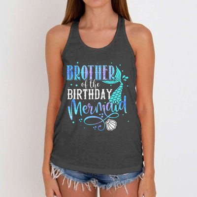 Brother Of The Birthday Mermaid Family Matching Party Squad Women's Knotted Racerback Tank