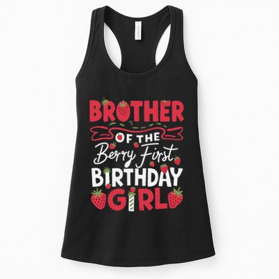 Brother Of The Berry First Birthday Girl Strawberry Womens Tank Top