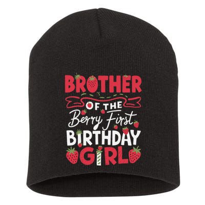 Brother Of The Berry First Birthday Girl Strawberry Short Acrylic Beanie