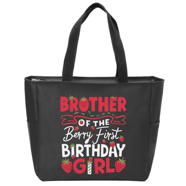 Brother Of The Berry First Birthday Girl Strawberry Zip Tote Bag