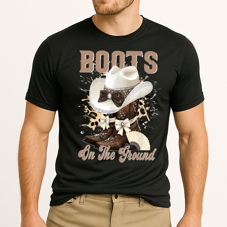 Boots On The Ground Black Cowgirl Western Where Them Fans  Cooling Performance Crew T-Shirt