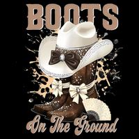 Boots On The Ground Black Cowgirl Western Where Them Fans  Tall T-Shirt