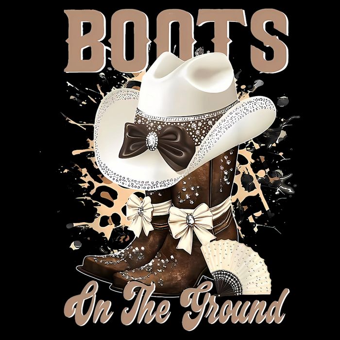 Boots On The Ground Black Cowgirl Western Where Them Fans  Tall T-Shirt