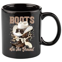 Boots On The Ground Black Cowgirl Western Where Them Fans  11oz C Handle Ceramic Mug