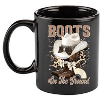 Boots On The Ground Black Cowgirl Western Where Them Fans  11oz C Handle Ceramic Mug