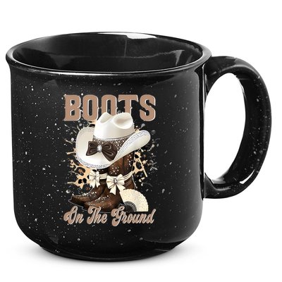 Boots On The Ground Black Cowgirl Western Where Them Fans  15oz Campfire Ceramic Mug